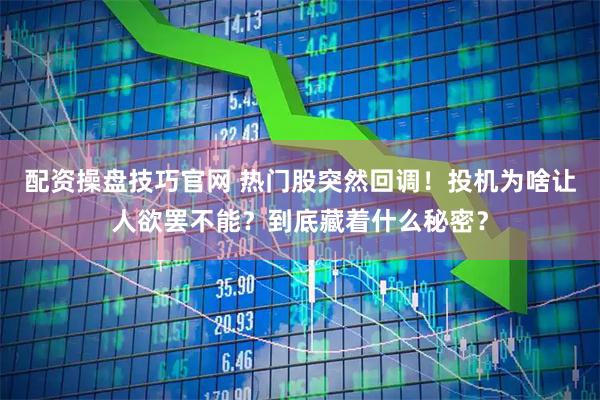 配资操盘技巧官网 热门股突然回调！投机为啥让人欲罢不能？到底藏着什么秘密？