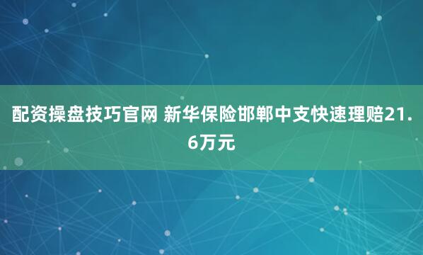 配资操盘技巧官网 新华保险邯郸中支快速理赔21.6万元